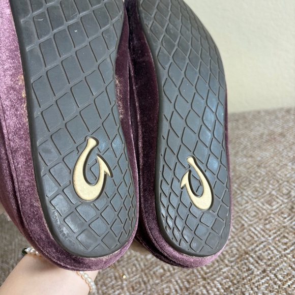 Olukai Women's Kuuna Lanui Red Ginger Shearling Velvet Slippers Sz 9 Purple Cozy - Picture 5 of 6